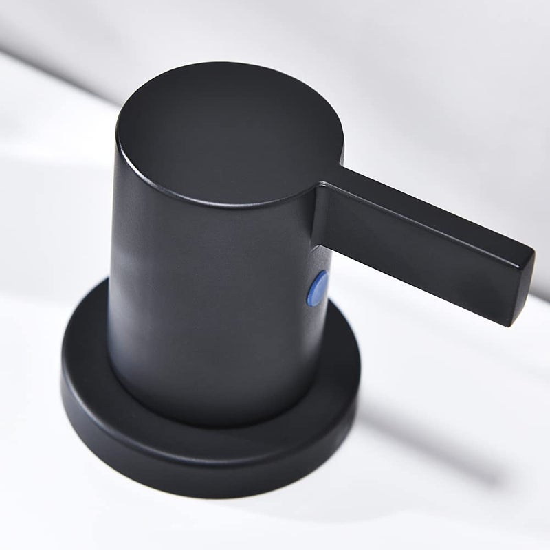 Phiestina 8 Inch 3-Hole Low-Arch 2-Handle Widespread Bathroom Faucet with Valve and Metal Pop-Up Drain Assembly,Matte Black, WF15-1-MB - Image 3